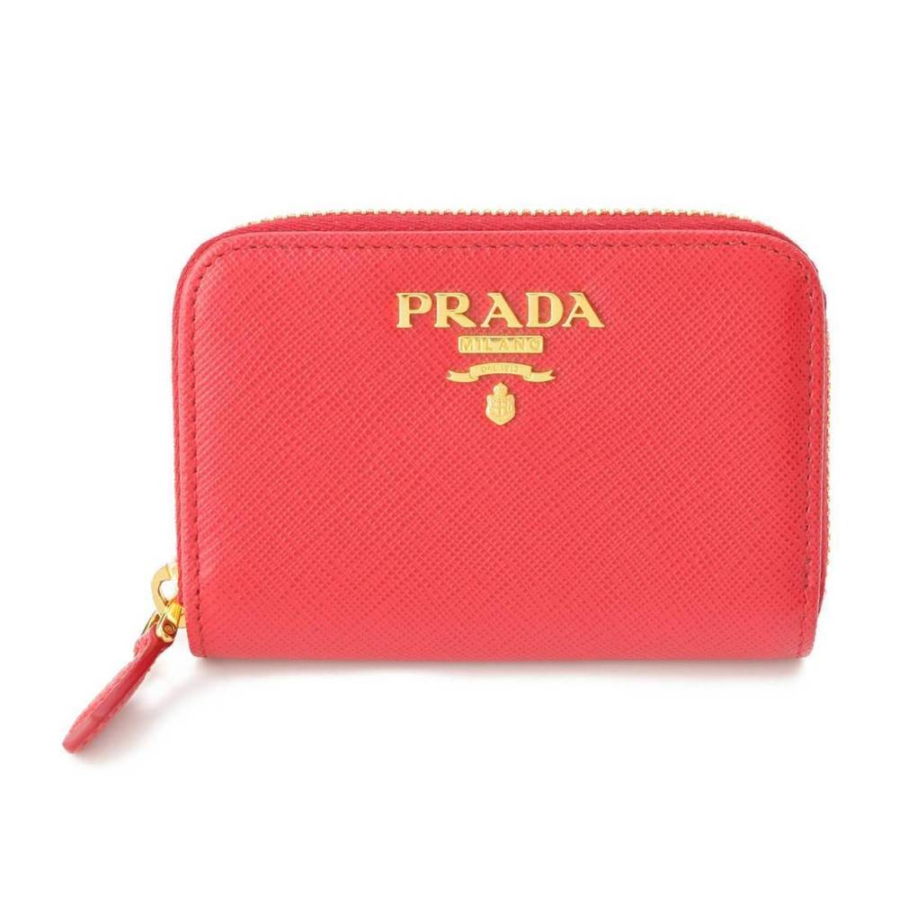 Prada Saffiano Leather Card Case Business Card Red
